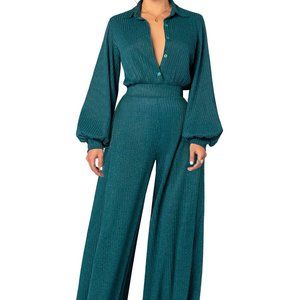 NWT FKSP "Luna" Hunter Green Jumpsuit - XL